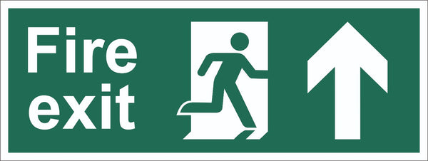 Fire Exit Running Man Arrow Up Sign, Self Adhesive Vinyl, 5mm Correx Board