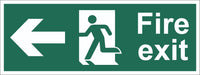 Fire Exit Running Man Arrow Left Sign, Self Adhesive Vinyl, 5mm Correx Board