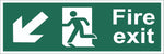 Fire Exit Running Man Arrow Bottom Left Corner Sign, Self Adhesive Vinyl