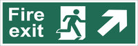 Fire Exit Running Man Arrow Top Right Corner Sign, Self Adhesive Vinyl