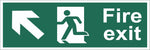 Fire Exit Running Man Arrow Top Left Corner Sign, Self Adhesive Vinyl