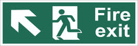 Fire Exit Running Man Arrow Top Left Corner Sign, Self Adhesive Vinyl
