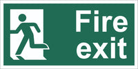 Fire Exit Running Man Left Sign, Self Adhesive Vinyl, 1mm PVC, 5mm Correx Board