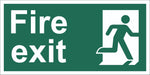 Fire Exit Running Man Right Sign, Self Adhesive Vinyl, 1mm PVC, 5mm Correx Board