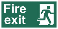Fire Exit Running Man Right Sign, Self Adhesive Vinyl, 1mm PVC, 5mm Correx Board