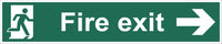 Fire Exit Running Man Arrow Right Sign, Self Adhesive Vinyl, 1mm PVC,
