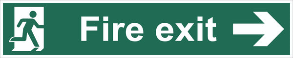 Fire Exit Running Man Arrow Right Sign, Self Adhesive Vinyl, 1mm PVC,