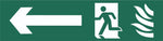 Fire Flames Running Man Arrow Left Sign, Self Adhesive Vinyl, 1mm PVC,