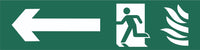 Fire Flames Running Man Arrow Left Sign, Self Adhesive Vinyl, 1mm PVC,