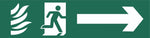 Fire Flames Running Man Arrow Right Sign, Self Adhesive Vinyl, 1mm PVC,