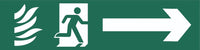 Fire Flames Running Man Arrow Right Sign, Self Adhesive Vinyl, 1mm PVC,