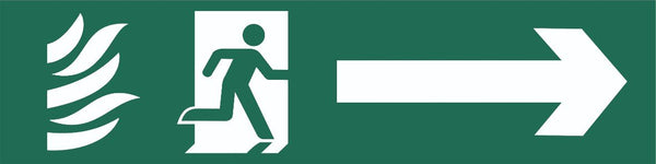 Fire Flames Running Man Arrow Right Sign, Self Adhesive Vinyl, 1mm PVC,