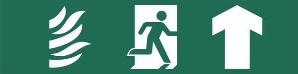 Fire Flames Running Man Arrow Up Sign, Self Adhesive Vinyl, 1mm PVC,