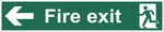 Fire Exit Running Man Arrow Left Sign, Self Adhesive Vinyl, 1mm PVC,