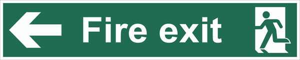 Fire Exit Running Man Arrow Left Sign, Self Adhesive Vinyl, 1mm PVC,
