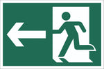 Running Man Arrow Left Sign, Self Adhesive Vinyl, 1mm PVC, 5mm Correx Board