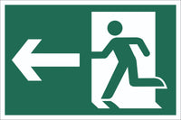 Running Man Arrow Left Sign, Self Adhesive Vinyl, 1mm PVC, 5mm Correx Board
