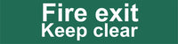 Fire Exit Keep Clear Sign, Self Adhesive Vinyl, 1mm PVC, 5mm Correx Board
