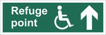 Refuge Point Wheelchair Arrow Up Sign, Self Adhesive Vinyl, 1mm PVC,