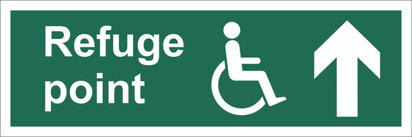 Refuge Point Wheelchair Arrow Up Sign, Self Adhesive Vinyl, 1mm PVC,
