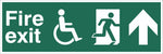 Fire Exit Wheelchair Running Man Arrow Up Sign, Self Adhesive Vinyl, 1mm PVC,