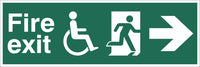 Fire Exit Wheelchair Running Man Arrow Right Sign, Self Adhesive Vinyl,