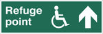 Refuge Point Wheelchair Arrow Up Sign, Self Adhesive Vinyl, 1mm PVC,