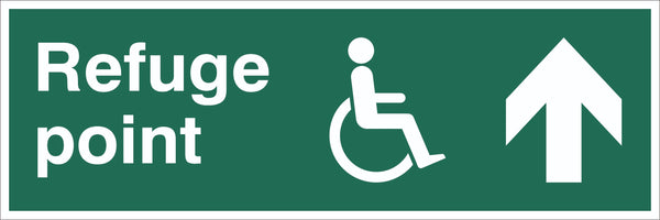Refuge Point Wheelchair Arrow Up Sign, Self Adhesive Vinyl, 1mm PVC,