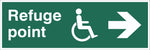 Refuge Point Wheelchair Arrow Right Sign, Self Adhesive Vinyl, 1mm PVC,