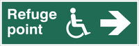 Refuge Point Wheelchair Arrow Right Sign, Self Adhesive Vinyl, 1mm PVC,