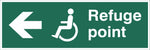 Refuge Point Wheelchair Arrow Left Sign, Self Adhesive Vinyl, 1mm PVC,