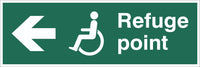 Refuge Point Wheelchair Arrow Left Sign, Self Adhesive Vinyl, 1mm PVC,