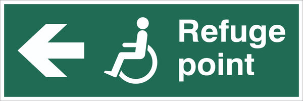 Refuge Point Wheelchair Arrow Left Sign, Self Adhesive Vinyl, 1mm PVC,