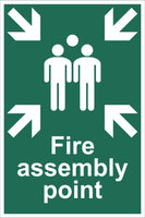 Fire Assembly Point With Family Sign, Self Adhesive Vinyl, 1mm PVC,