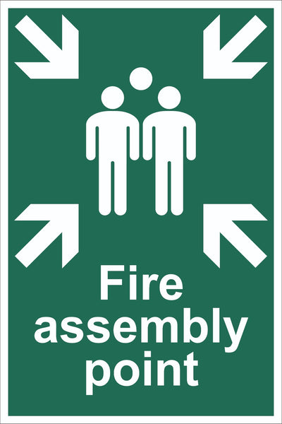 Fire Assembly Point With Family Sign, Self Adhesive Vinyl, 1mm PVC,