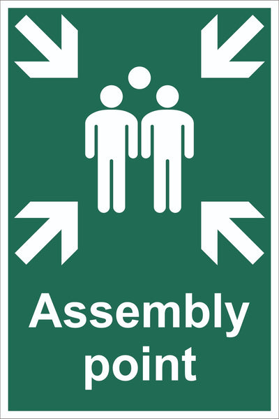 Assembly Point With Family Sign, Self Adhesive Vinyl, 1mm PVC, 5mm Correx Board