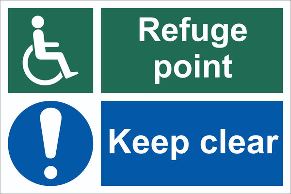Fefuge Point Wheelchair Keep Clear Sign, Self Adhesive Vinyl, 1mm PVC,