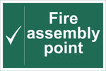 Fire Assembly Point Tick Sign, Self Adhesive Vinyl, 1mm PVC, 5mm Correx Board