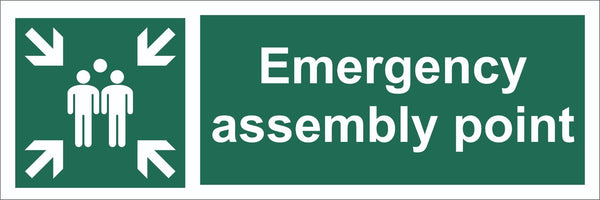 Emergency Assembly Point Family, Self Adhesive Vinyl, 1mm PVC, 5mm Correx Board