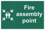 Fire Assembly Point Family Sign, Self Adhesive Vinyl, 1mm PVC, 5mm Correx Board