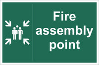 Fire Assembly Point Family Sign, Self Adhesive Vinyl, 1mm PVC, 5mm Correx Board