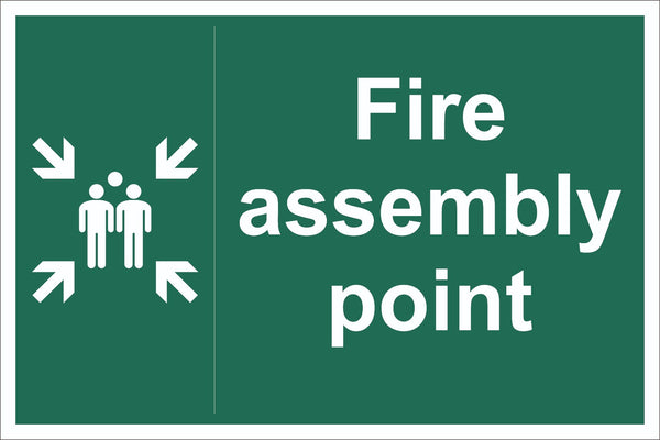 Fire Assembly Point Family Sign, Self Adhesive Vinyl, 1mm PVC, 5mm Correx Board