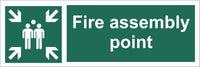 Fire Assembly Point Family Sign, Self Adhesive Vinyl, 1mm PVC, 5mm Correx Board