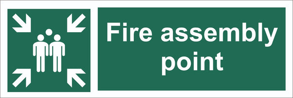 Fire Assembly Point Family Sign, Self Adhesive Vinyl, 1mm PVC, 5mm Correx Board