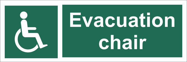 Evacuation Chair Sign, Self Adhesive Vinyl, 1mm PVC, 5mm Correx Board