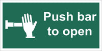 Push Bar To Open One Hand Sign, Self Adhesive Vinyl, 1mm PVC, 5mm Correx Board