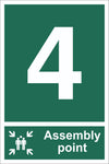 No 4 Assembly Point With Family Sign, Self Adhesive Vinyl, 1mm PVC,