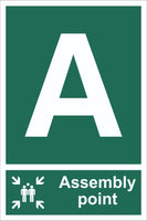 Letter A Assembly Point With Family Sign, Self Adhesive Vinyl, 1mm PVC,