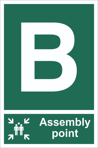 Letter B Assembly Point With Family Sign, Self Adhesive Vinyl, 1mm PVC,