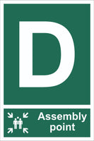 Letter D Assembly Point With Family Sign, Self Adhesive Vinyl, 1mm PVC,